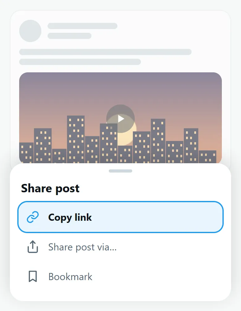 Share menu of a post on X with Copy link highlighted